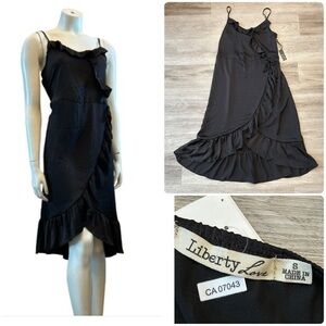 NWT Liberty Love Black Asymmetrical Ruffled Dress. Spaghetti Straps.